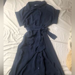 Collared maxi shirtdress navy size M